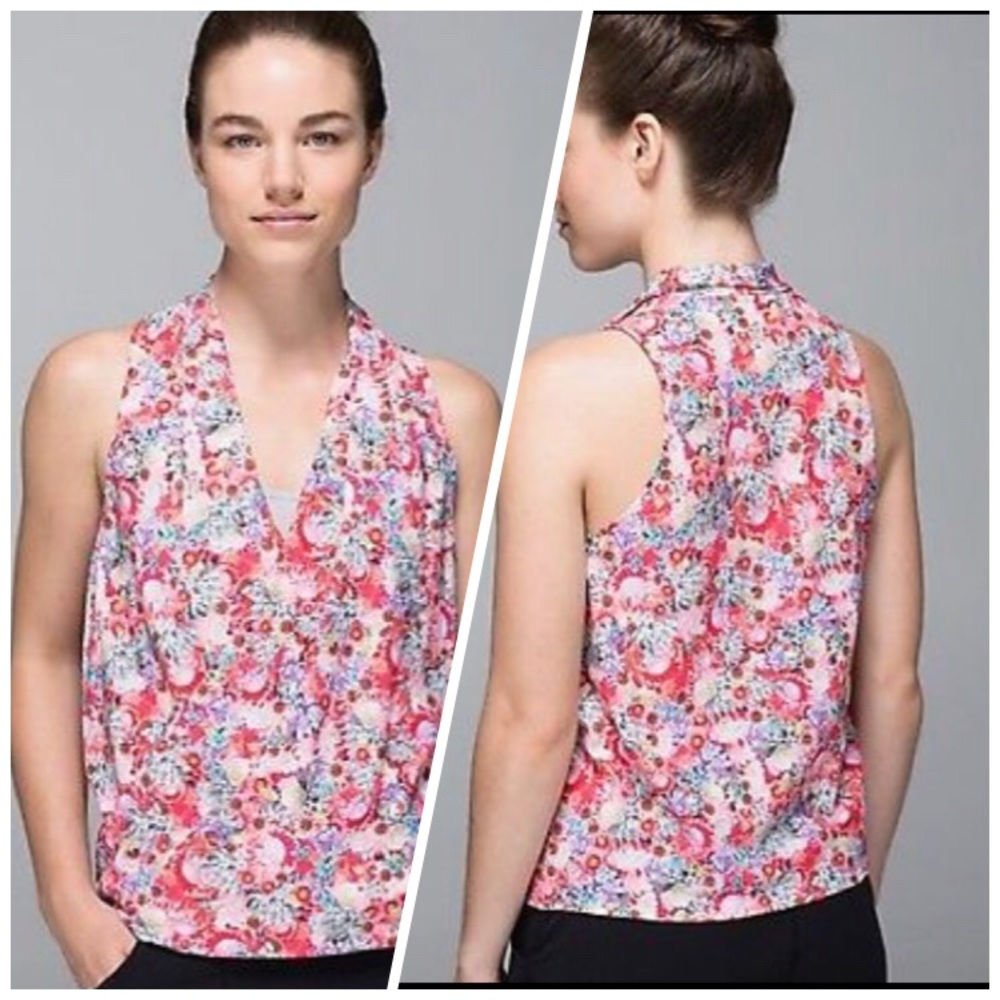 LULULEMON ATHLETICA FLORAL WRAP TOP
